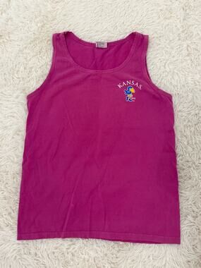 NWOT Comfort Colors by Chouinard Kansas Jayhawks Tank Top Fuchsia Size S